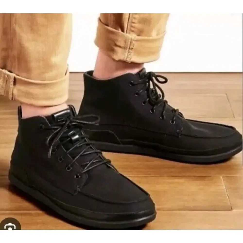 Olukai Nalukai Kapa Boots Men 9.5 Ankle Canvas Lace Up Black Shoes High Top